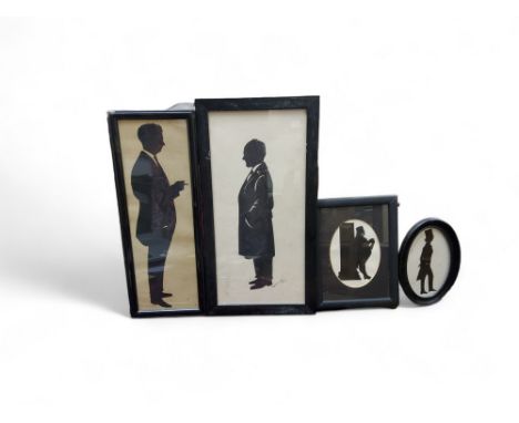 Baron Scotford, early 20th century, full length portrait silhouette of gentleman, standing, wearing an overcoat, signed, date
