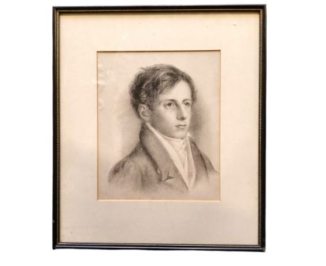 English School, 19th century, portrait study of a young man of title, graphite on paper, 22cm x 18cm