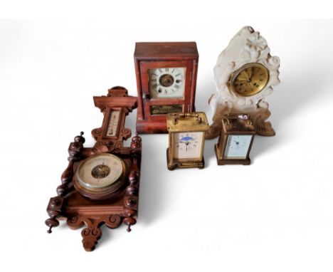 A 20th century brass carriage clock, Roman numerals, Thomas Braithwaite, London, battery movement, 11cm high;&nbsp; another;&