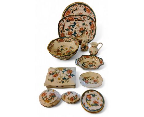 Mason Ironstone Java pattern plates, bowl, trinket boxes, pin dishes, etc