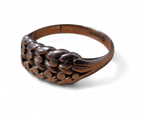A Scottish 9ct rose gold keepers ring, size R, Edinburgh, 1949, 3.5g