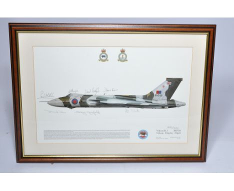 Limited Edition framed signed print of a Vulcan BII Vulcan Display Flight, circa 1988. Signed by the crew. 
