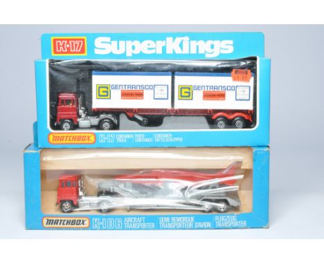 Matchbox Superkings duo comprising No. K-17 Scammell Crusader Container Truck 'Gentransco' plus No. K-106 Scammell Aircraft T