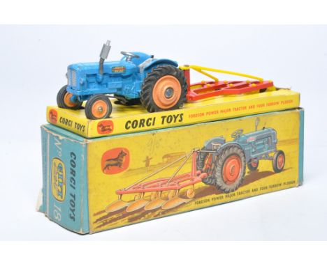 Corgi No. GS18 Fordson Major Tractor and Four Furrow Plough Set. Displays generally good with minor marks of wear throughout.