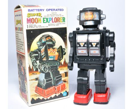Hong Kong issue plastic battery operated Super Moon Explorer Walking Robot. Untested but displays generally good to very good