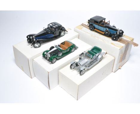 A group of Franklin Mint 1/24 diecast model vintage cars, as shown. Look generally very good to excellent, Bugatti does have 