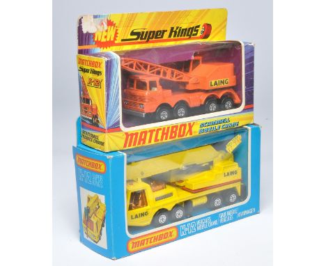 Matchbox Superkings duo comprising No. K-12 Scammell Mobile Crane and Hercules Mobile Crane. Both display excellent in genera