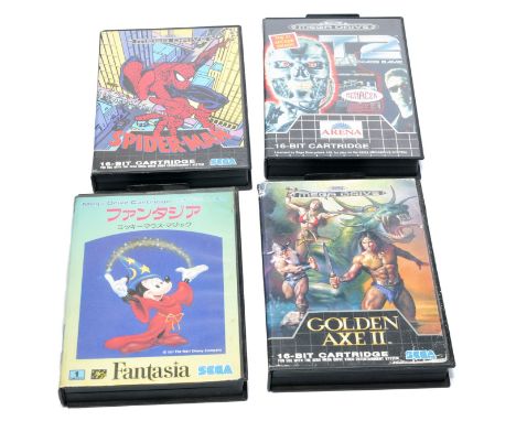 Sega Mega Drive Video games comprising Fantasia Japanese Version (No instructions), Golden Axe II, Spider-man and Terminator 