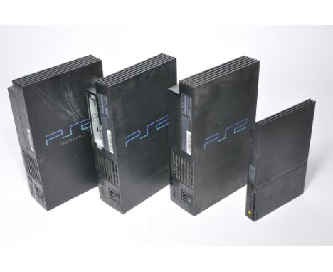 A group of four Sony Playstation 2 Video Game Consoles (consoles only and untested). 