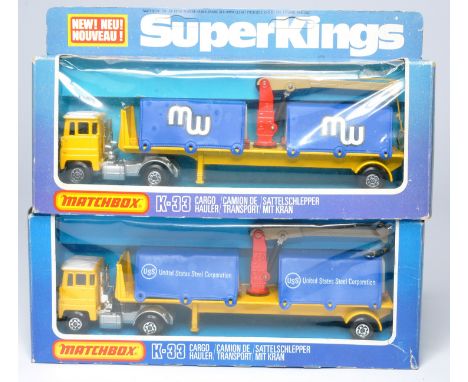 Matchbox Superkings duo comprising No. K-33 Cargo Hauler in MW and USS liveries. Excellent in very good boxes. 