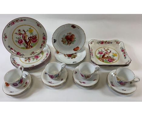 A collection of Royal Copenhagen tea and coffee wares to include tea cups, saucers, coffee cans, cake plates, slop bowl and m