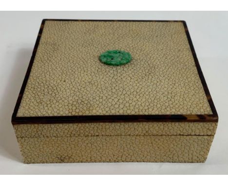 A 20th century Shagreen box, with a tortoiseshell box and a jade insert