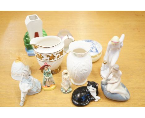 Good collection of ceramics to include Belleek, Peggy Davis, Royal Copenhagen, Lladro &amp; others 