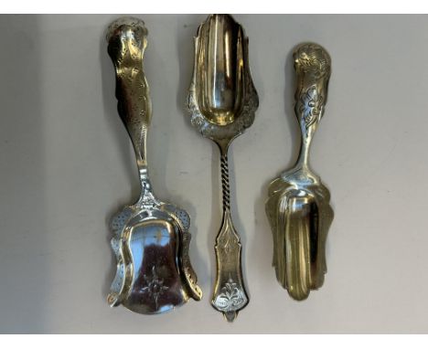 3 Dutch silver tea caddy spoons 