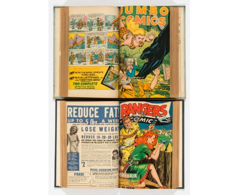 Fiction House bound volumes (1945-51). Jumbo Comics 81-93, Rangers Comics 49, 51-59. In two volumes, trimmed in binding proce