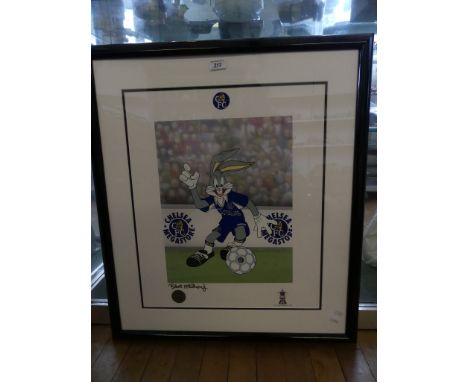 Robert McKimson - Looney Tunes, a Chelsea football club, Bugs Bunny lithograph print framed and glazed 