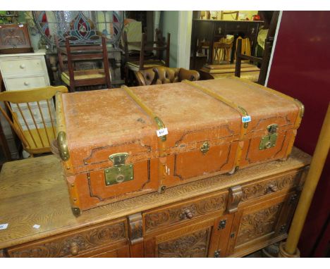 A vintage brass bound trunk 