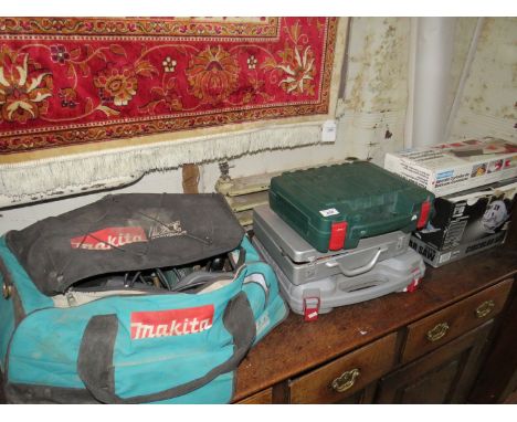 A quantity of assorted electrical tools (sold electrically untested) comprising drills, circular saw, etc. 