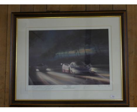 Alan Fearnley (Contemporary, British) - Le Mans Racing print 'Nightfall'Limited edition, signed by the artist and others, no.