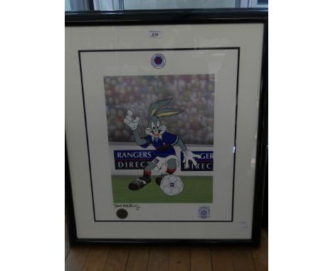Robert McKimson - Looney Tunes, a Rangers football club, Bugs Bunny lithograph print framed and glazed 
