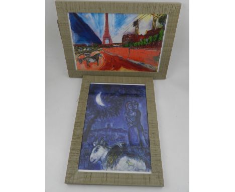Two art prints of works by Marc Chagall, to include Passy Bridge and the Eiffel Tower, and The Peasants of Venice. (2)