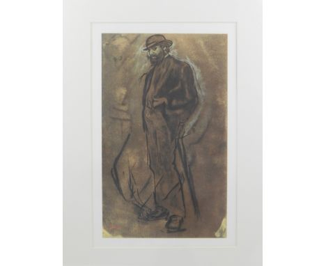 An art print of A Gentleman in a Bowler Hat by Edgar Degas, together one other art print of a portrait of Diego Martel. H.28c