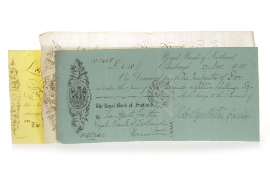 Three Nineteenth Century Chequescomprising A Royal Bank Of