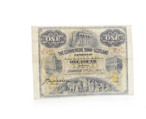 THE COMMERCIAL BANK OF SCOTLAND LIMITED £1 ONE POUND NOTE DATED 2ND JANUARY 1914serial no. 19/K 47/62, with signatures of the