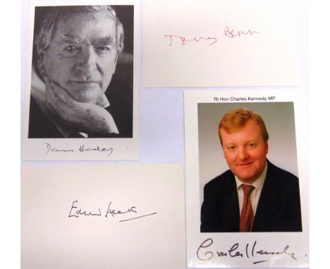 AUTOGRAPHS - POLITICIANS Assorted signatures, some to portrait photographs and others on headed cards or notepaper, or clippe