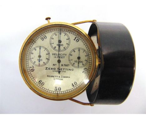 A NEGRETTI & ZAMBRA ANEMOMETER serial number B.7927, in a (worn) leather case; together with a Vulcan pressure gauge, in a le