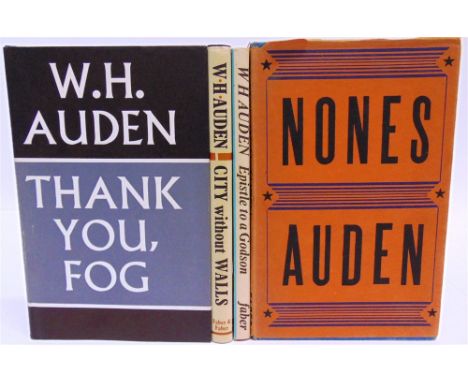 [MODERN FIRSTS] Auden, W.H. Nones, first edition, Faber & Faber, London, 1952, blue cloth, dustjacket, octavo; Auden, W.H. Ep