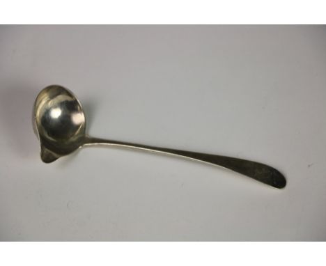An Irish Provincial silver crested Ladle, Limerick or Cork, with oval spouted bowl, 6" (15cms). (1)