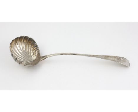 A good Irish George III Irish silver Soup Ladle, with finely engraved shell bowl, Dublin c. 1808, maker A.M., approx. 5 ozs.,