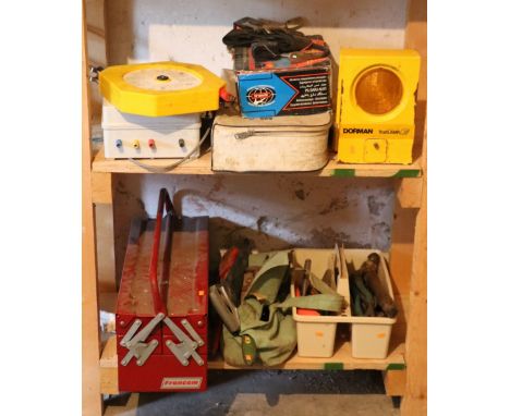 A collection of Workman's, plumber's and other tools, toolbox, some electrical items, etc. A lot. (1)