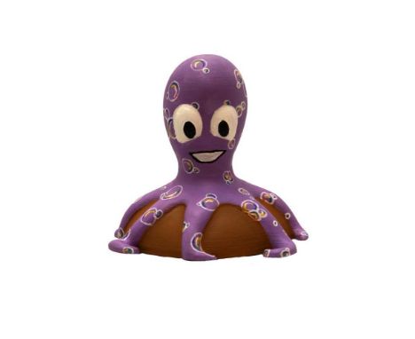 Bubs by Alana Fensom – The smallest octopus, with body in light purple covered in bubbles, on stone base (12cm sculpture)