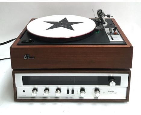 A Sansui SR-2050C belt drive turntable, together with a Sansui stereo tuner amplifier 210, and a pair of Sansui headphones 