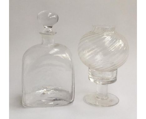 A Dartington glass candle lamp, 15cmH; together with a Dartington glass decanter 17.5cmH (2) 