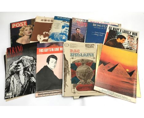 A collection of programmes and sheet music, to include Elton John and Ray Cooper At the Rainbow Theatre 1977; Jesus Christ Su