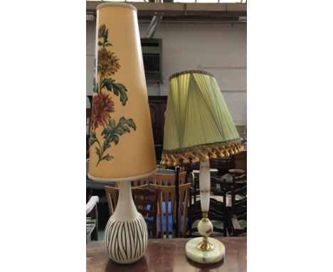 A 1970s table lamp; together with an onyx and gilt metal table lamp 