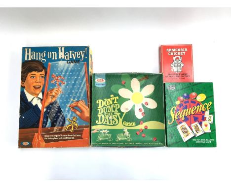 A selection of vintage games, Don't Dump the Daisy; Hang on Harvey!; Sequence; and Armchair Cricket (4) 