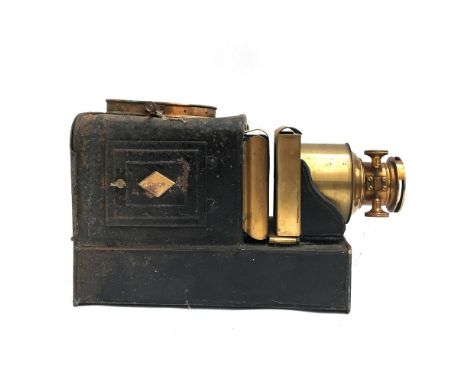 A late 19th century 'Pamphengos' magic lantern projector made by W.C. Hughes, in original wooden box 