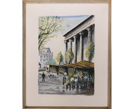 20th century French school, G. Palazo, 'Paris, Marche au Fleurs, Madeleine', watercolour on paper, 31x39cm; together with thr