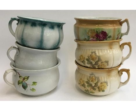 A lot of six ceramic chamber pots, all unmarked (6) 