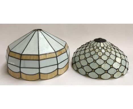 Three Tiffany style light shades, one with inset glass beads (3) 