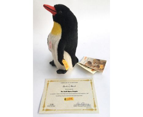 A Steiff Possy Alpaca Penguin, made from alpaca mohair, serial number 0132, together with certificate of authenticity and lab