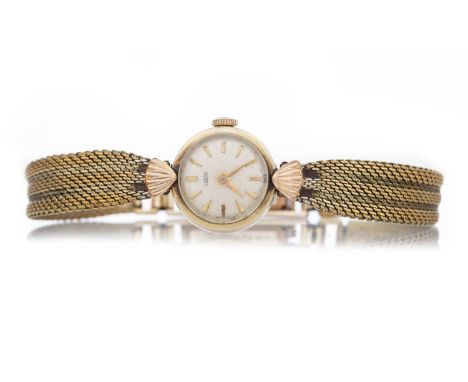 TUDOR GOLD PLATED MANUAL WIND WRIST WATCH the round dial with baton hour markers, 16mm case, on a gold plated bracelet, in bo