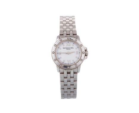 RAYMOND WEIL TANGO STAINLESS STEEL QUARTZ WRIST WATCH the mother of pearl dial with Roman and dot hour markers, outer seconds