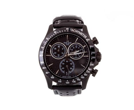 TISSOT V8 STAINLESS STEEL QUARTZ WRIST WATCH the black dial with baton hour markers, outer seconds track in white, 43 mm case