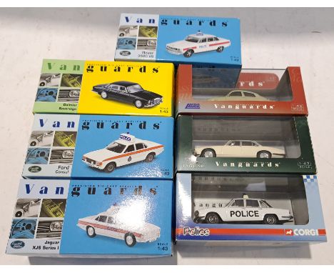 Corgi &amp; Lledo, a boxed Group of 1:43 Scale Vanguards. Includes VA08601 Jaguar XJ6 Series I Thames Valley Police with othe