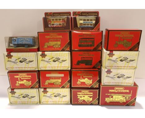 Matchbox, a boxed Group of Yesteryear Vehicles. Includes Y-21 1894 Aveling-Porter Steam Roller with others. Although unchecke